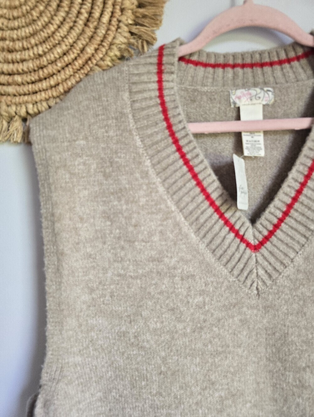 Free People NEW All Star Tassel Poncho Oversized Knit Sweater Vest One Size XL - Picture 5 of 10